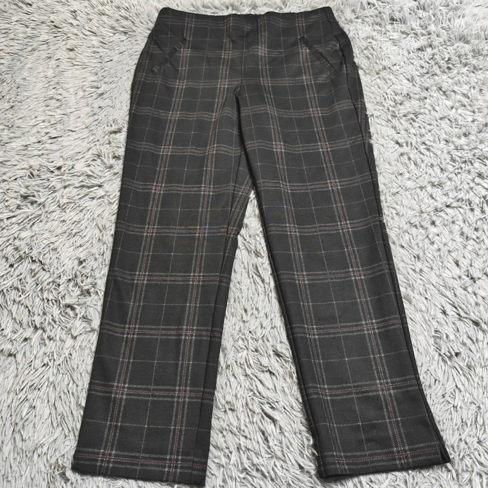 Chicos Fabulously Slimming Pants Womens US 10 Chicos 1.5 Black Plaid Pull On